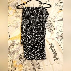 Black and White Patterned Women's Pants